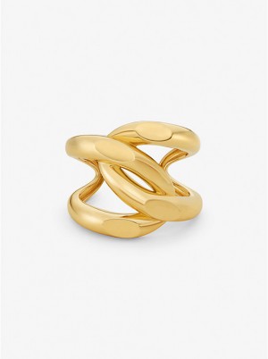 Női Michael Kors Oversized Precious Metal-Plated Brass Curb-Link Cuff Karkötő Arany | HU1514AHX