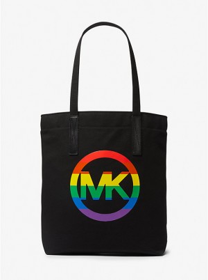 Női Michael Kors PRIDE Rainbow Logo Cotton Tote Fekete | HU1267BEJ