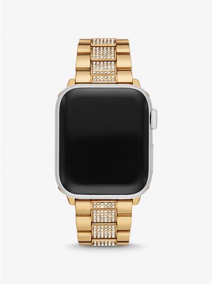 Női Michael Kors Pavé Gold-Tone Strap For Apple® Óra Arany | HU1646FDK