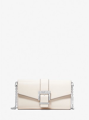 Női Michael Kors Penelope Medium Leather Clutch Crossbody Táska Krém | HU1130PJG