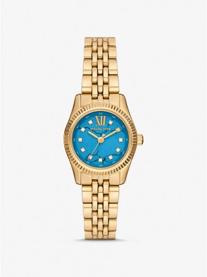 Női Michael Kors Petite Lexington Pavé Gold-Tone Óra Türkiz | HU1651OKV