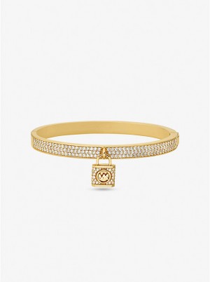 Női Michael Kors Precious Metal-Plated Brass Pavé Lock Merev Karperec Arany | HU1505WNS