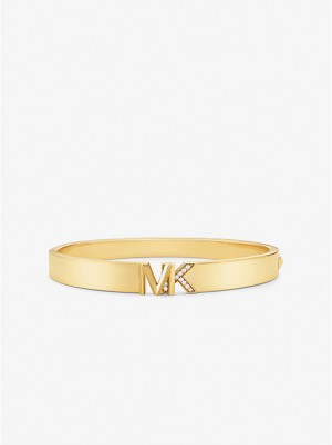 Női Michael Kors Precious Metal-Plated Brass Pavé Logo Merev Karperec Arany | HU1506EBD