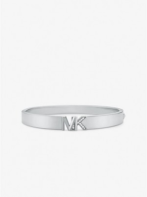 Női Michael Kors Precious Metal-Plated Brass Pavé Logo Merev Karperec Titán | HU1509YXH