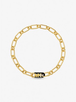 Női Michael Kors Precious Metal-Plated Brass and Acetate Empire Logo Chain Nyaklánc Arany | HU1553EBY