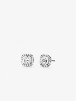 Női Michael Kors Precious Metal-Plated Sterling Silver Pavé Stud Fülbevalók Titán | HU1550YXE