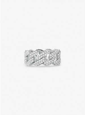 Női Michael Kors Precious Metal-Plated Sterling Silver Pavé Curb Link Gyűrűk Titán | HU1579BET