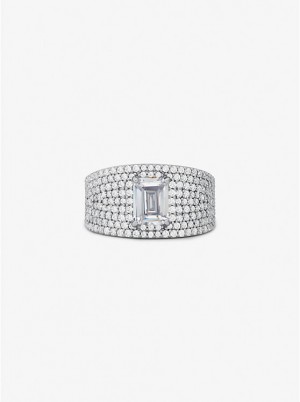 Női Michael Kors Precious Metal-Plated Sterling Silver Pavé Signet Gyűrűk Titán | HU1580NWY