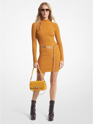 Női Michael Kors Ribbed Merino Wool Blend Ruha MARIGOLD | HU1320NWH