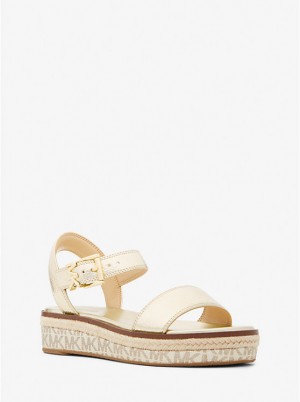 Női Michael Kors Richie Metallic and Logo Platform Espadrille Szandál Arany | HU1948BEV