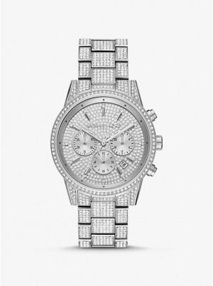 Női Michael Kors Ritz Pavé Silver-Tone Óra Titán | HU1657EBW