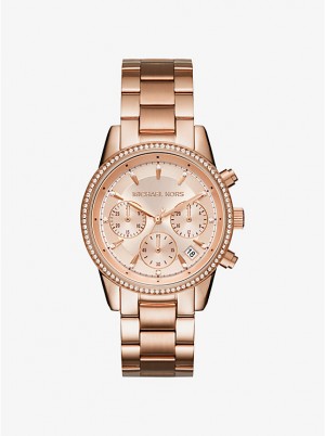 Női Michael Kors Ritz Rose Gold-Tone Óra Rózsaszín Arany | HU1658WNE