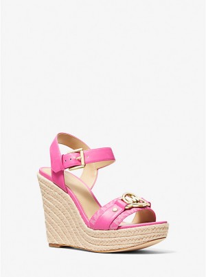 Női Michael Kors Rory Logo Trim Wedge Szandál CERISE | HU1952ZUM