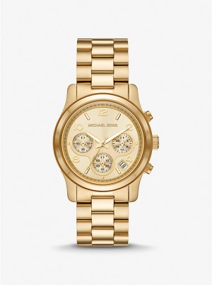 Női Michael Kors Runway Gold-Tone Óra Arany | HU1659QMR