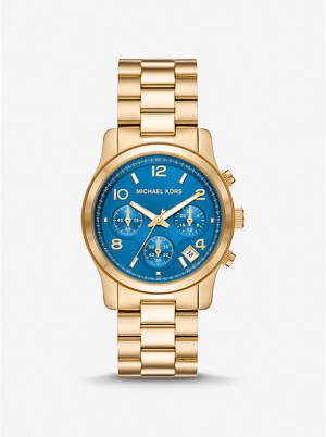 Női Michael Kors Runway Gold-Tone Óra Arany | HU1660QMT