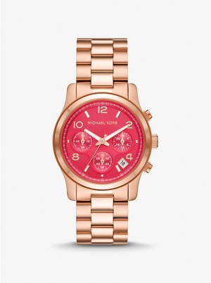 Női Michael Kors Runway Rose Gold-Tone Óra Rózsaszín Arany | HU1668OKD