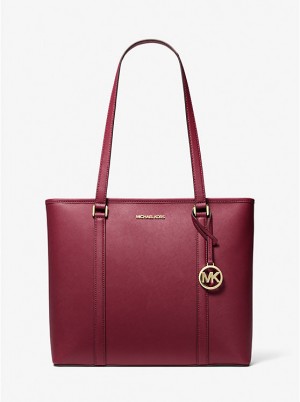 Női Michael Kors Sady Medium Saffiano Leather Tote BERRY | HU1268NWK