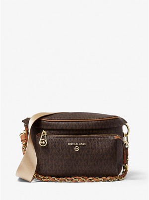 Női Michael Kors Slater Medium Logo Sling Pack Crossbody Táska BRN/ACORN | HU1136RVX