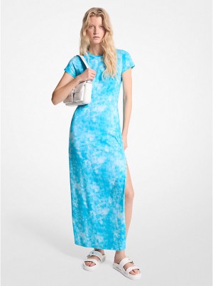 Női Michael Kors Tie-Dyed Stretch Cotton Maxi Ruha Kék | HU1344RVD