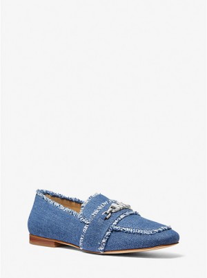 Női Michael Kors Tiffanie Frayed Denim Loafers DENIM | HU1715RVY