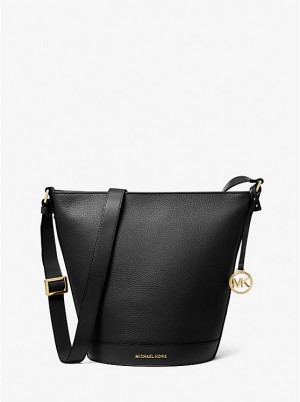 Női Michael Kors Townsend Medium Pebbled Leather Messenger Táska Fekete | HU1173LIR