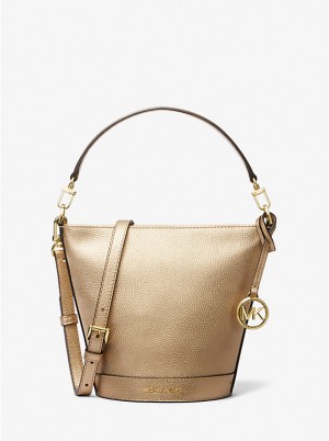 Női Michael Kors Townsend Small Metallic Leather Crossbody Táska Arany | HU1144TCW