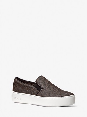 Női Michael Kors Trent Logo Slip-On Sportcipő Barna | HU2016ILP