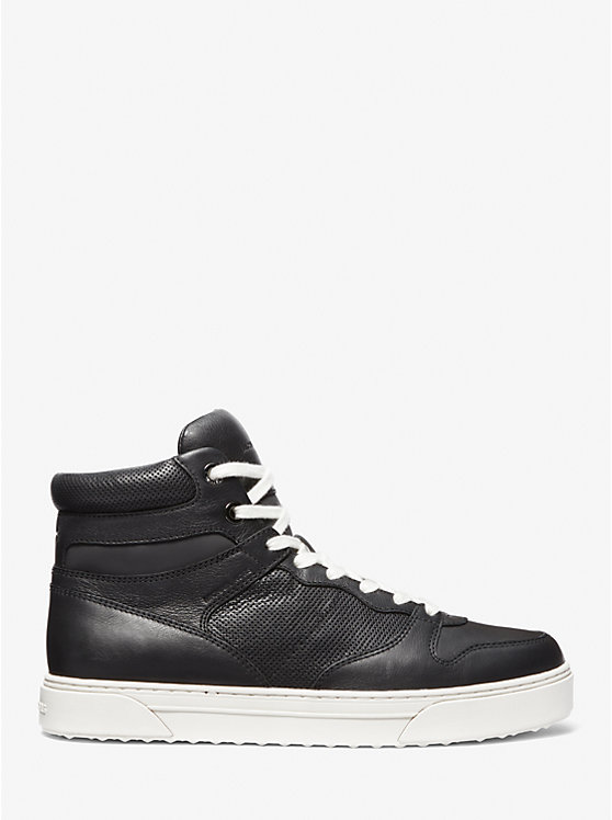 Férfi Michael Kors Barett Leather High-Top Sportcipő Fekete | HU2265LIH