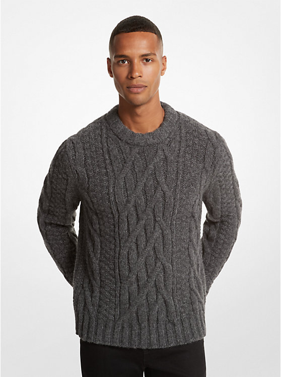 Férfi Michael Kors Cable Alpaca Blend Pulóver ASH | HU2240OKK