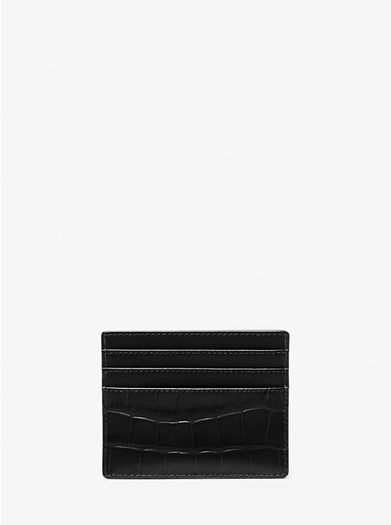 Férfi Michael Kors Hudson Crocodile Embossed Leather Tall Kártyatartó Fekete | HU2150VRO