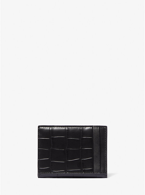 Férfi Michael Kors Hudson Crocodile Embossed Leather Bifold Pénztárca Fekete | HU2159XYK