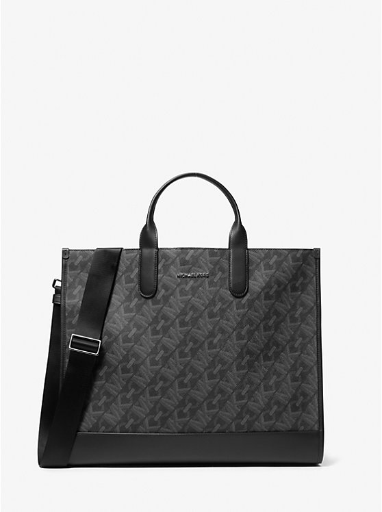 Férfi Michael Kors Hudson Empire Signature Logo Tote Bőrönd Fekete | HU2137PJV