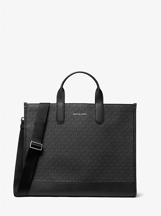 Férfi Michael Kors Hudson Logo Tote Bőrönd Fekete | HU2138AHB