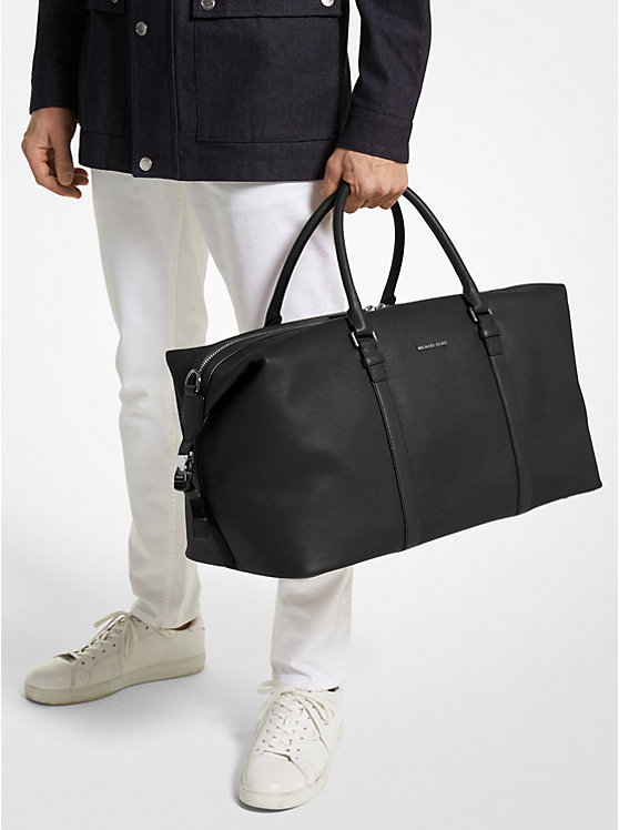 Férfi Michael Kors Hudson Pebbled Leather Duffle Táska Fekete | HU2131RVJ