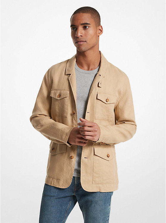 Férfi Michael Kors Linen Field Kabát Khaki | HU2190AHC