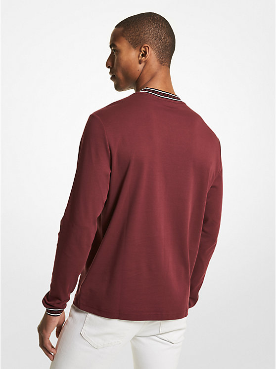 Férfi Michael Kors Logo Tape Cotton Crewneck Pulóver MERLOT | HU2258MQO