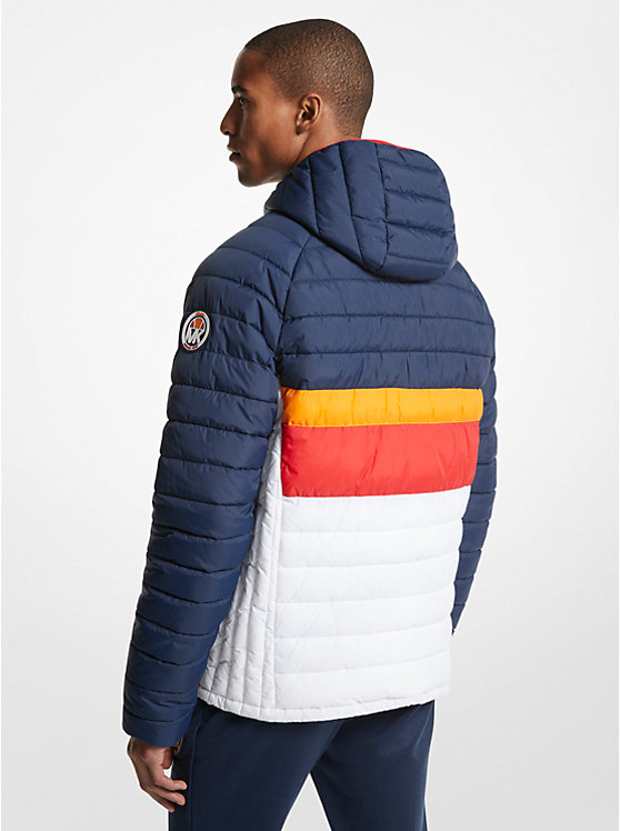 Férfi Michael Kors MK x ellesse Breckenridge Color-Blocked Quilted Nylon Puffer Kabát DRESS BLUES | HU2192DFB