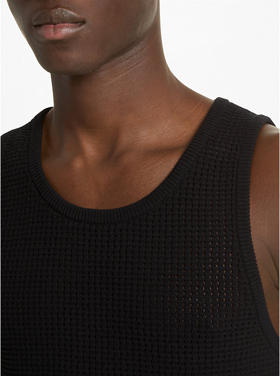 Férfi Michael Kors Open-Knit Cotton Tank Top Póló Fekete | HU2261VRS