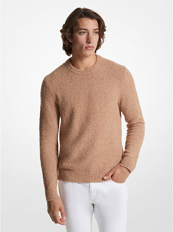 Férfi Michael Kors Organic Cotton Bouclé Pulóver BUFF MELANGE | HU2252XYE