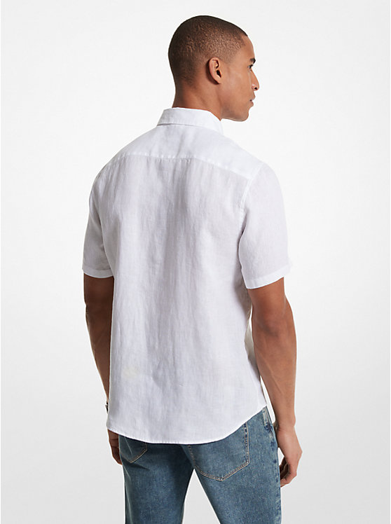 Férfi Michael Kors Slim-Fit Linen Ing Fehér | HU2221AHM