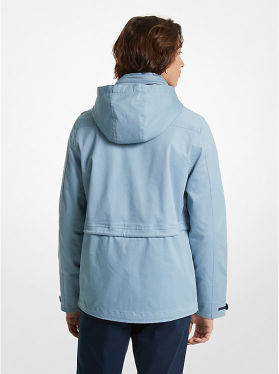 Férfi Michael Kors Stretch Cotton Hooded Field Kabát CHAMBRAY | HU2193FDN