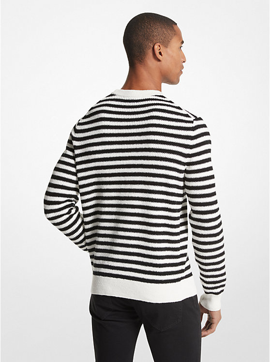 Férfi Michael Kors Striped Cotton Blend Pulóver Fekete | HU2256NWU