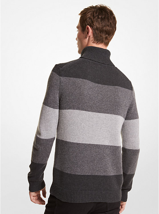 Férfi Michael Kors Striped Nylon Blend Turtleneck Pulóver CHARCOAL | HU2257MQI