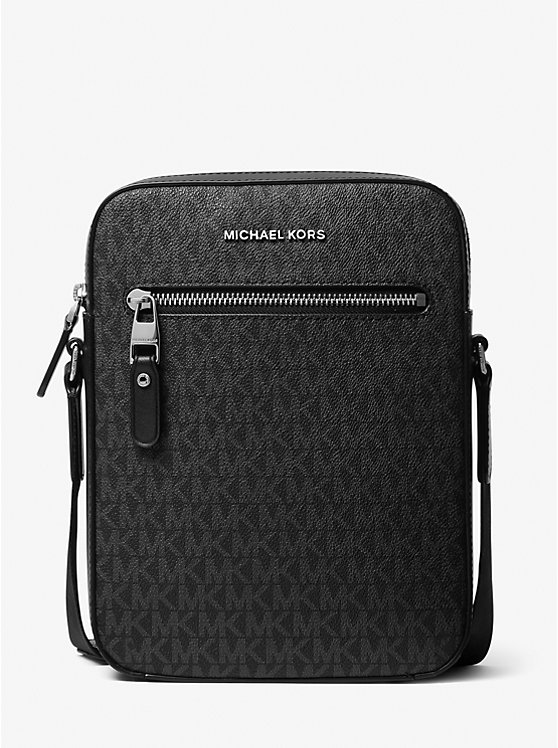 Férfi Michael Kors Varick Logo Flight Crossbody Táska Fekete | HU2123TCO