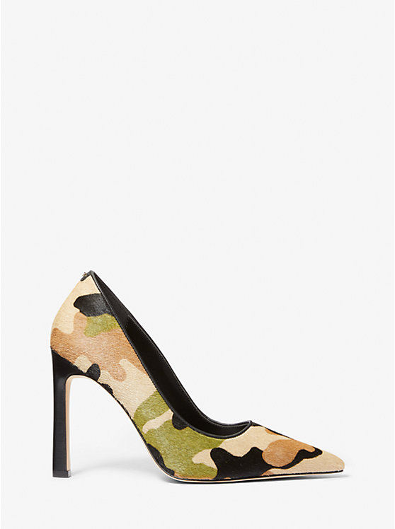 Női Michael Kors Amara Camouflage Print Calf Hair Magassarkú Olivazöld | HU1733CTB