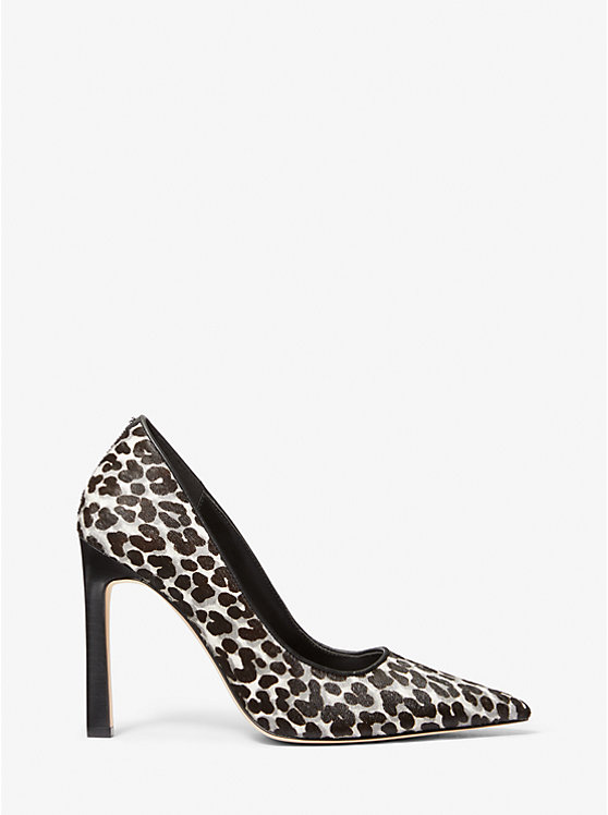 Női Michael Kors Amara Leopard Print Calf Hair Magassarkú Fekete | HU1735BEM