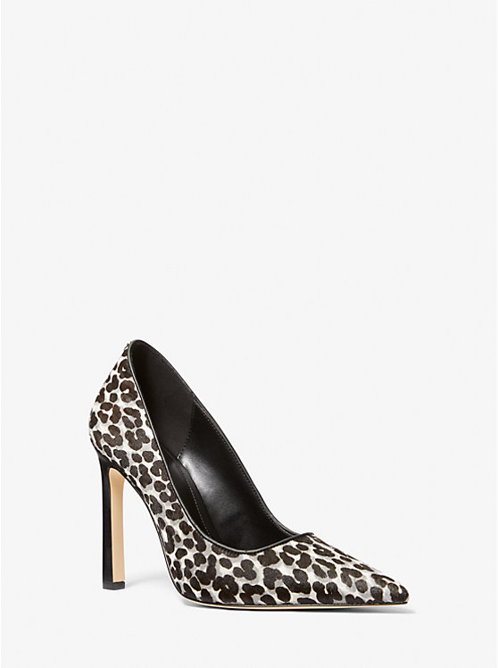 Női Michael Kors Amara Leopard Print Calf Hair Magassarkú Fekete | HU1735BEM