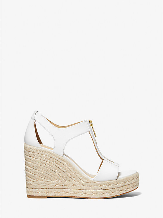 Női Michael Kors Berkley Leather Wedge Szandál Fehér | HU1791NWQ