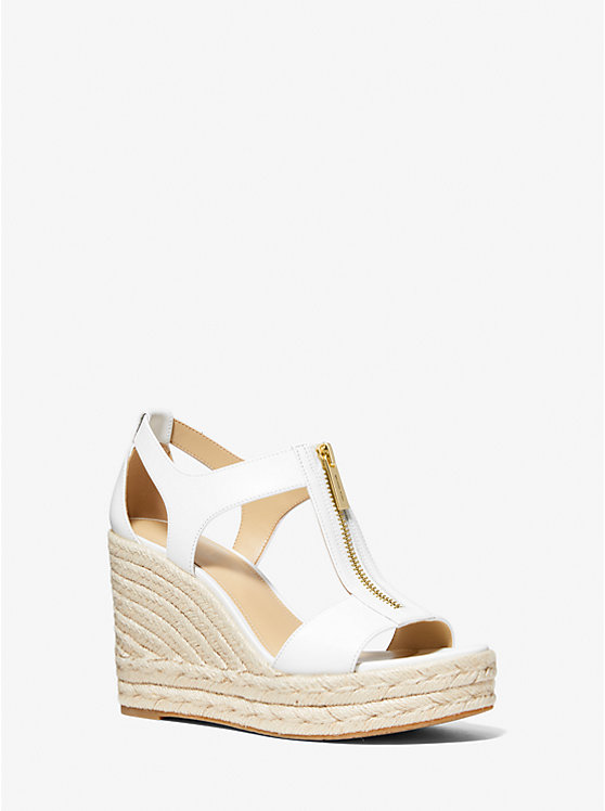 Női Michael Kors Berkley Leather Wedge Szandál Fehér | HU1791NWQ