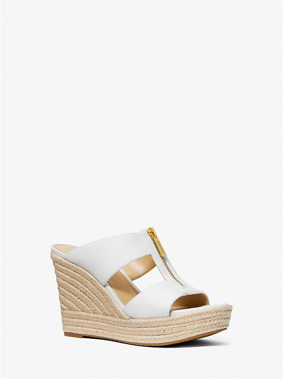 Női Michael Kors Bradley Linen Blend Canvas Wedge Szandál Fehér | HU1795XYT